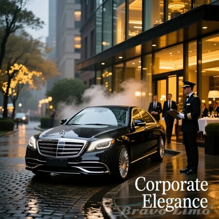 Black Mercedes Benz S Class Limousine Parked Outside A Luxury Hotel Chauffeur Standing By Corporate Elegance Black Mercedes Benz S Class Limousine Parked Outside A Luxury Hotel Chauffeur Standing By Corporate Elegance