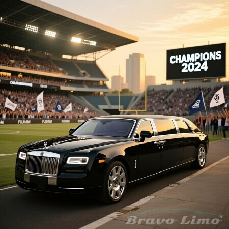 Black Rolls Royce Limousine Parked Outside Stadium After A Championship Game Quot Champions 2024 Quot Scoreboard Visible Black Rolls Royce Limousine Parked Outside Stadium After A Championship Game Quot Champions 2024 Quot Scoreboard Visible