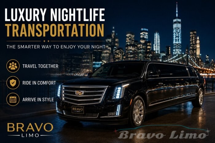 Bravo Limo Cadillac SUV at airport departures, offering luxury airport transportation